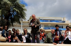 Photographers and bemused passers-by 