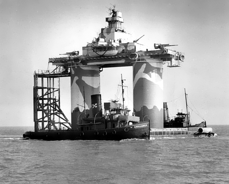 HMS Roughs Fort Under Tow 1942