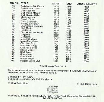 Nova jingle CD track listing continued