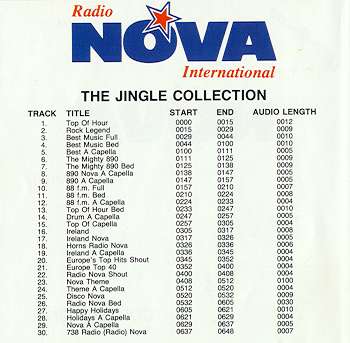 Nova jingle CD track listing