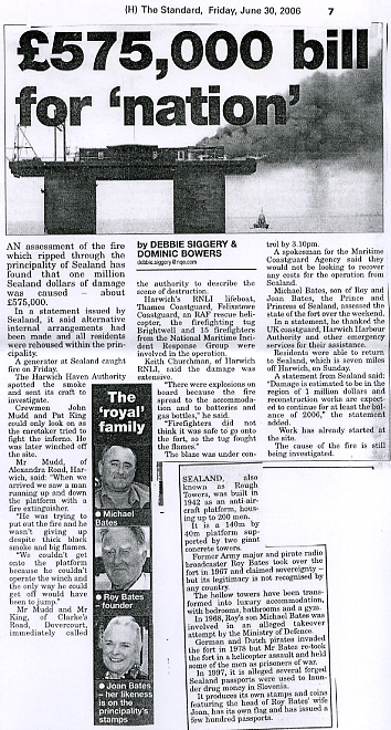 The Standard reports Sealand fire