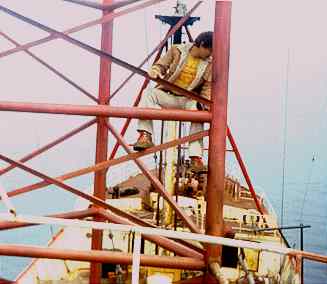 Blake Williams climbs mast